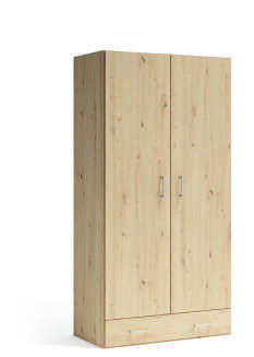 Armario 2 puertas 1 cajón Roble