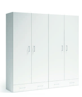 Armario 4 puertas 2 cajones Blanco